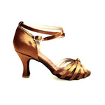 Load image into Gallery viewer, Patty 5F QB N (072 QB N) - Scarpa da Ballo Basica da Donna in Raso Seta Bronzo Dark Nodino con 5 Fascette Foderate Pelle
