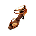 Load image into Gallery viewer, Patty 5F QB N (072 QB N) - Scarpa da Ballo Basica da Donna in Raso Seta Bronzo Dark Nodino con 5 Fascette Foderate Pelle
