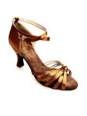 Carica immagine nella Galleria, Patty 5F QB N (072 QB N) - Scarpa da Ballo Basica da Donna in Raso Seta Bronzo Dark Nodino con 5 Fascette Foderate Pelle
