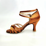 Load image into Gallery viewer, Patty 5F QB N (072 QB N) - Scarpa da Ballo Basica da Donna in Raso Seta Bronzo Dark Nodino con 5 Fascette Foderate Pelle
