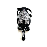 Load image into Gallery viewer, ANITA QB (Marea L143) - Scarpa Da Donna Linea Bi-Flex in Raso Seta Nero Con Swarovski Boreali Cinturino Incrociato alla Caviglia Tacco a Rocchetto
