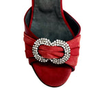 Load image into Gallery viewer, GILDA SW  F.626  (R.L. by WISHDANCE) -  Sandalo da Donna in Pelle di Vernice Rossa Camoscio Rosso con Gioiello Swarovski Kristall incastonato Tacco a Spillo Smaltato Rosso
