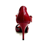 Load image into Gallery viewer, GILDA SW  F.626  (R.L. by WISHDANCE) -  Sandalo da Donna in Pelle di Vernice Rossa Camoscio Rosso con Gioiello Swarovski Kristall incastonato Tacco a Spillo Smaltato Rosso
