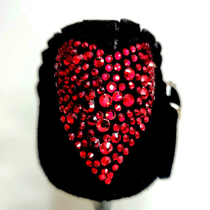 Sandalo donna Wish Dance Luna Plus Black Cuore SW Rosso, camoscio nero, tacco a spillo, dettagli in tulle e Swarovski rosso.
