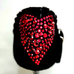 Load image into Gallery viewer, LUNA Plus Black Cuore SW Red  F.3407 (R.L. by WISH DANCE) - Sandalo da donna in camoscio nero Rouche di Tulle arricciato e Cuore di Swarovski Rosso con Tacco a Spillo Smaltato nero
