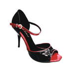 Load image into Gallery viewer, CATE/P (F626) R.L. by WISH DANCE - Sandalo da Donna in Vernice Nera  Vernice Rossa e Profili Rossi Tacco a Spillo Smaltato Nero
