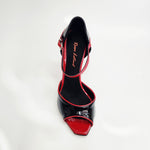 Load image into Gallery viewer, CATE/P (F626) R.L. by WISH DANCE - Sandalo da Donna in Vernice Nera  Vernice Rossa e Profili Rossi Tacco a Spillo Smaltato Nero
