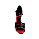 Load image into Gallery viewer, CATE/P (F626) R.L. by WISH DANCE - Sandalo da Donna in Vernice Nera  Vernice Rossa e Profili Rossi Tacco a Spillo Smaltato Nero
