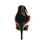 Load image into Gallery viewer, CATE/P (F626) R.L. by WISH DANCE - Sandalo da Donna in Vernice Nera  Vernice Rossa e Profili Rossi Tacco a Spillo Smaltato Nero
