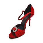 Load image into Gallery viewer, GILDA SW  F.626  (R.L. by WISHDANCE) -  Sandalo da Donna in Pelle di Vernice Rossa Camoscio Rosso con Gioiello Swarovski Kristall incastonato Tacco a Spillo Smaltato Rosso
