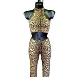 Load image into Gallery viewer, RUGGITO (Rm/Cn)- Completo Leggins e Top in Microfibra Traspirante antisudore Bielastico Laserata in Maculato Leopardo Beige
