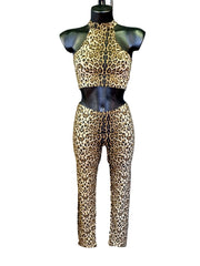 Carica immagine nella Galleria, RUGGITO (Rm/Cn)- Completo Leggins e Top in Microfibra Traspirante antisudore Bielastico Laserata in Maculato Leopardo Beige