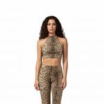 Load image into Gallery viewer, RUGGITO (Rm/Cn)- Completo Leggins e Top in Microfibra Traspirante antisudore Bielastico Laserata in Maculato Leopardo Beige
