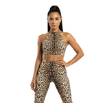 Load image into Gallery viewer, RUGGITO (Rm/Cn)- Completo Leggins e Top in Microfibra Traspirante antisudore Bielastico Laserata in Maculato Leopardo Beige
