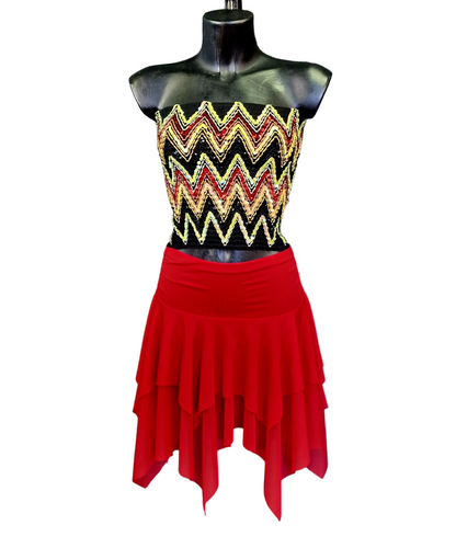 Gonna a punte tagliata a mano in microfibra e tulle elastico tono su tono, stile elegante e versatile, Wish Dance Shop