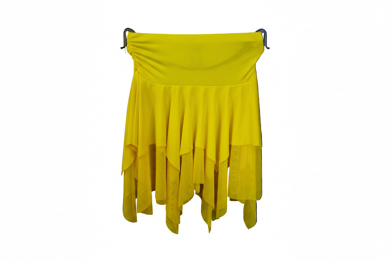 Gonna a punte tagliate a mano in microfibra e tulle elastico tono su tono, modella desiderata, di marca Wish Dance Shop.