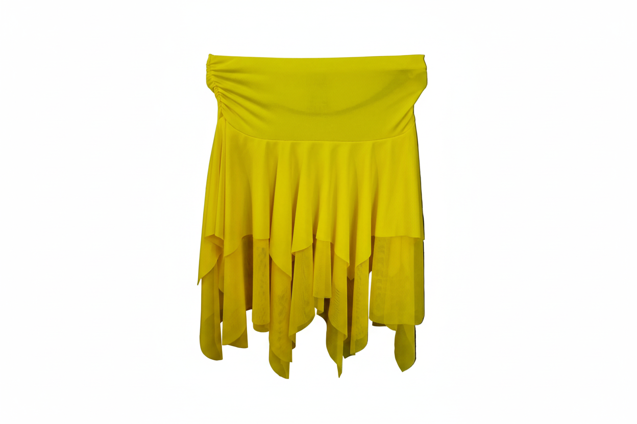 Gonna a punte tagliate a mano in microfibra e tulle elasticizzato, tono su tono, di Wish Dance Shop, elegante e versatile