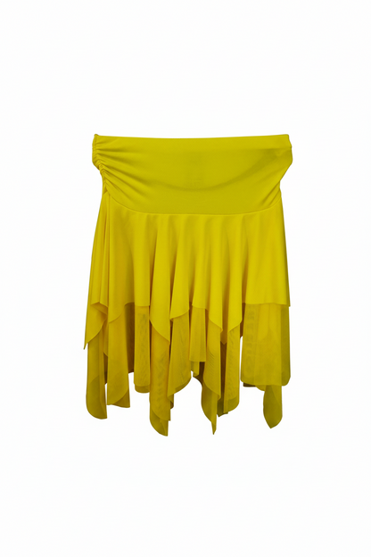Gonna a punte tagliata a mano in microfibra e tulle elasticizzato, tono su tono, marca Wish Dance Shop.
