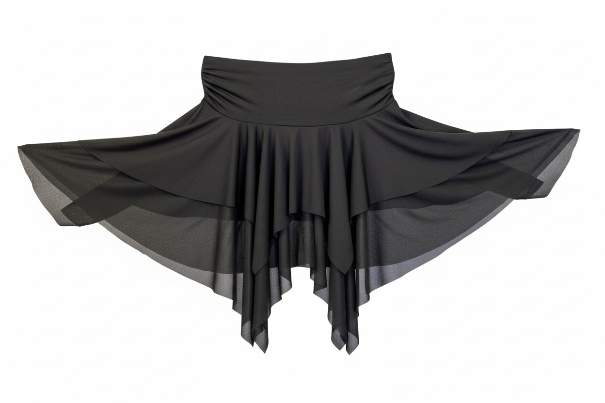 Gonna a punte tagliate a mano, doppio tessuto di microfibra e tulle elasticizzato, in tonalità tono su tono, di Wish Dance Shop