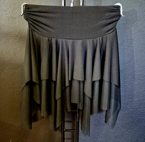 DANILA - Gonna a Punte Tagliata a Mano libera doppio Tessuto Microfibra Bielastica e Tulle Bielastico Tono su Tono