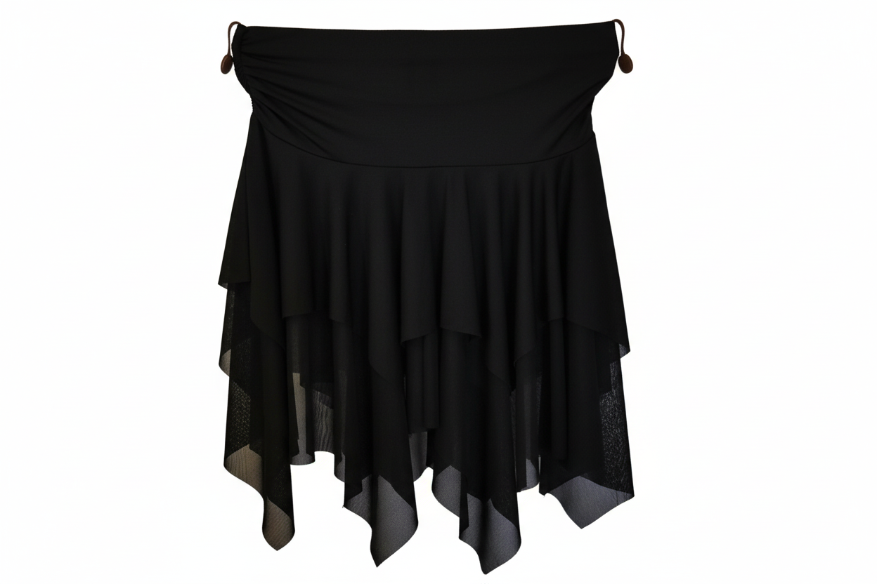 Gonna a punte tagliate a mano in microfibra e tulle elasticizzata, tono su tono, di stile DANILA, marca Wish Dance Shop