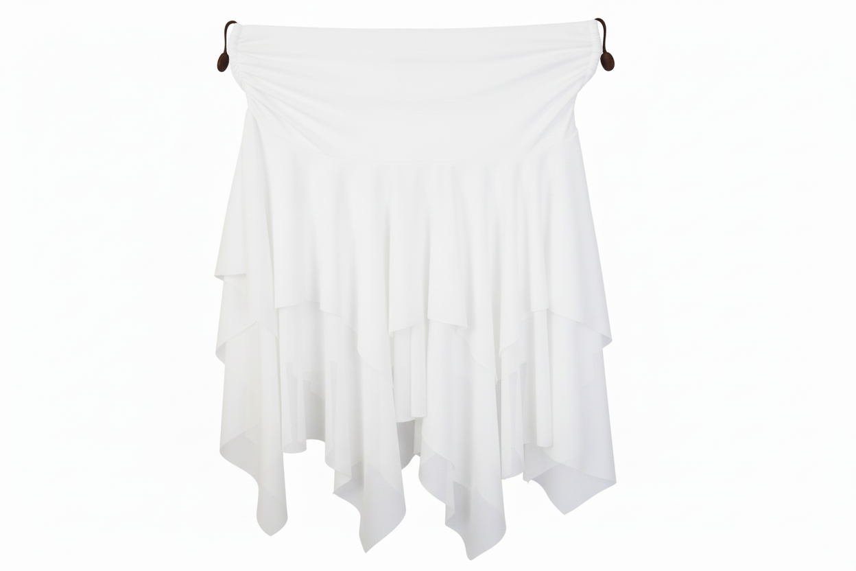 Gonna a punte tagliata a mano con doppio tessuto microfibra e tulle bielastico, colore tono su tono, marca Wish Dance Shop