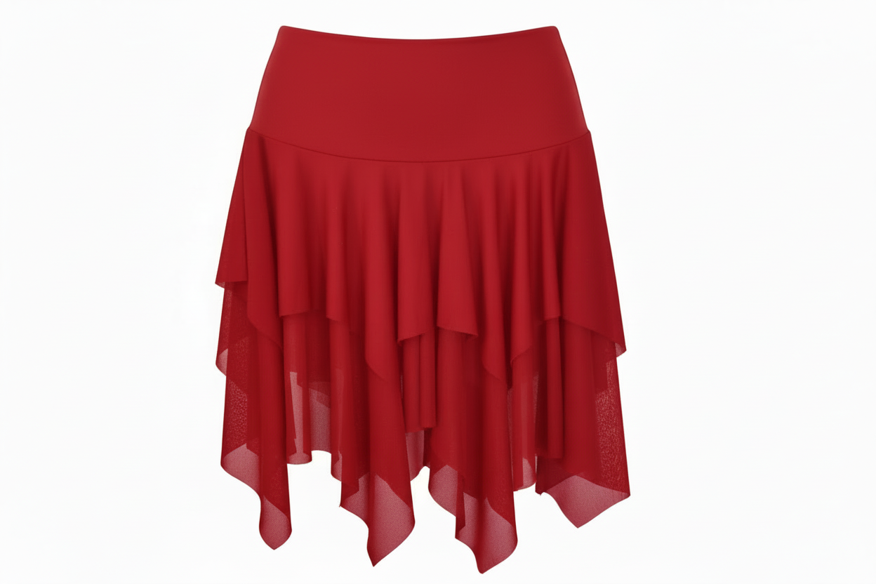 Gonna a punte tagliate a mano da Wish Dance Shop, microfibra elastica e tulle tono su tono, vestibilità fluida e elegante.