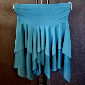DANILA - Gonna a Punte Tagliata a Mano libera doppio Tessuto Microfibra Bielastica e Tulle Bielastico Tono su Tono