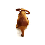 Load image into Gallery viewer, Patty QB (28QB) - Scarpa basica da Donna in raso Bronzo con 6 fascette e Cinturino doppio sulla caviglia con Tacco Basso a Rocchetto
