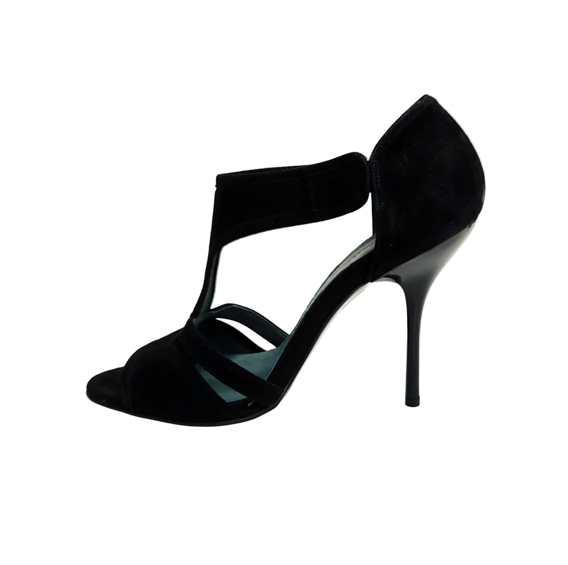 Sandalo da donna Wish Dance ROXINA in camoscio nero con tacco alto a spillo sottile, stile elegante e sofisticato.