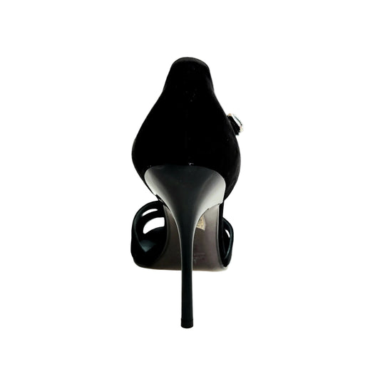 Sandalo da donna Wish Dance ROXINA in camoscio nero con tacco alto a spillo sottile, suola elegante e design femminile.