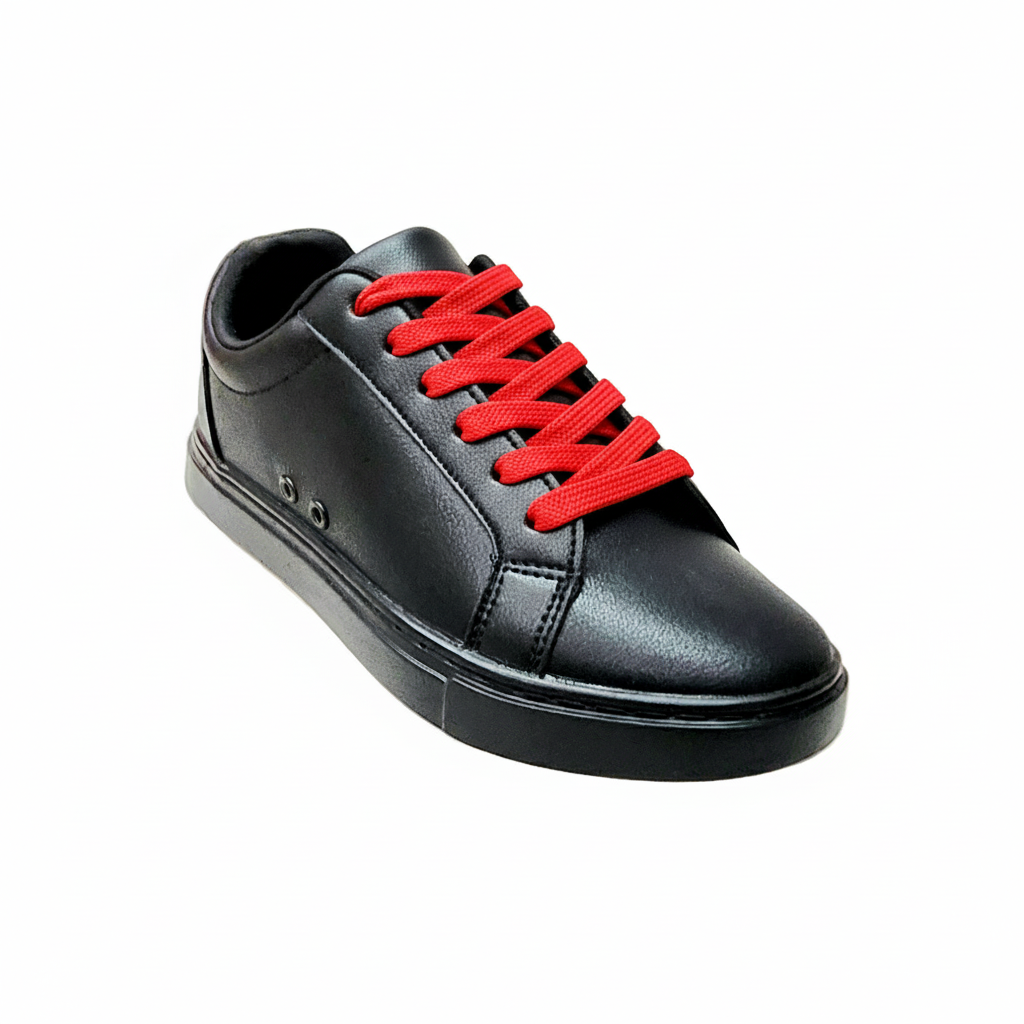 Sneaker ecopelle nero e rosso Suprema Black Red Vortex (FCE) con suola in gomma e caucciù, design leggero e flessibile.