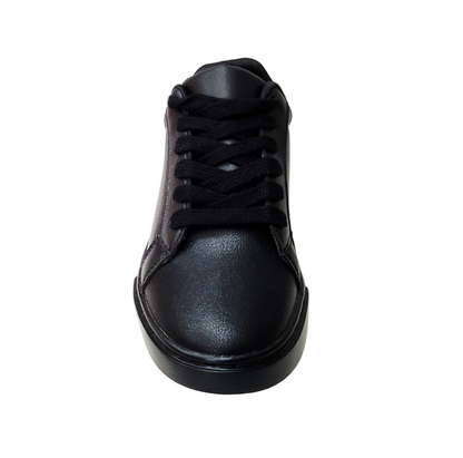 Sneakers ecopelle nera Suprema Black Red Vortex (FCE) con suola flessibile in gomma e caucciù, dettagli rossi e design moderno.
