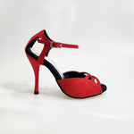 Load image into Gallery viewer, Morgane Scarlett (691) - Sandalo da Donna in Camoscio Rosso con Fascette in Camoscio Rosso e Tacco a Spillo Smaltato Rosso Effetto Gommato
