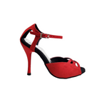 Load image into Gallery viewer, Morgane Scarlett (691) - Sandalo da Donna in Camoscio Rosso con Fascette in Camoscio Rosso e Tacco a Spillo Smaltato Rosso Effetto Gommato
