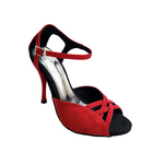 Load image into Gallery viewer, Morgane Scarlett (691) - Sandalo da Donna in Camoscio Rosso con Fascette in Camoscio Rosso e Tacco a Spillo Smaltato Rosso Effetto Gommato
