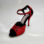 Load image into Gallery viewer, Morgane Scarlett (691) - Sandalo da Donna in Camoscio Rosso con Fascette in Camoscio Rosso e Tacco a Spillo Smaltato Rosso Effetto Gommato
