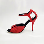 Load image into Gallery viewer, Morgane Scarlett (691) - Sandalo da Donna in Camoscio Rosso con Fascette in Camoscio Rosso e Tacco a Spillo Smaltato Rosso Effetto Gommato
