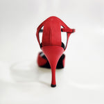 Load image into Gallery viewer, Morgane Scarlett (691) - Sandalo da Donna in Camoscio Rosso con Fascette in Camoscio Rosso e Tacco a Spillo Smaltato Rosso Effetto Gommato
