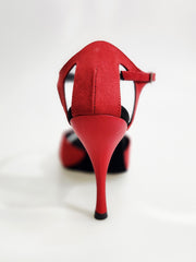 Load image into Gallery viewer, Morgane Scarlett (691) - Sandalo da Donna in Camoscio Rosso con Fascette in Camoscio Rosso e Tacco a Spillo Smaltato Rosso Effetto Gommato
