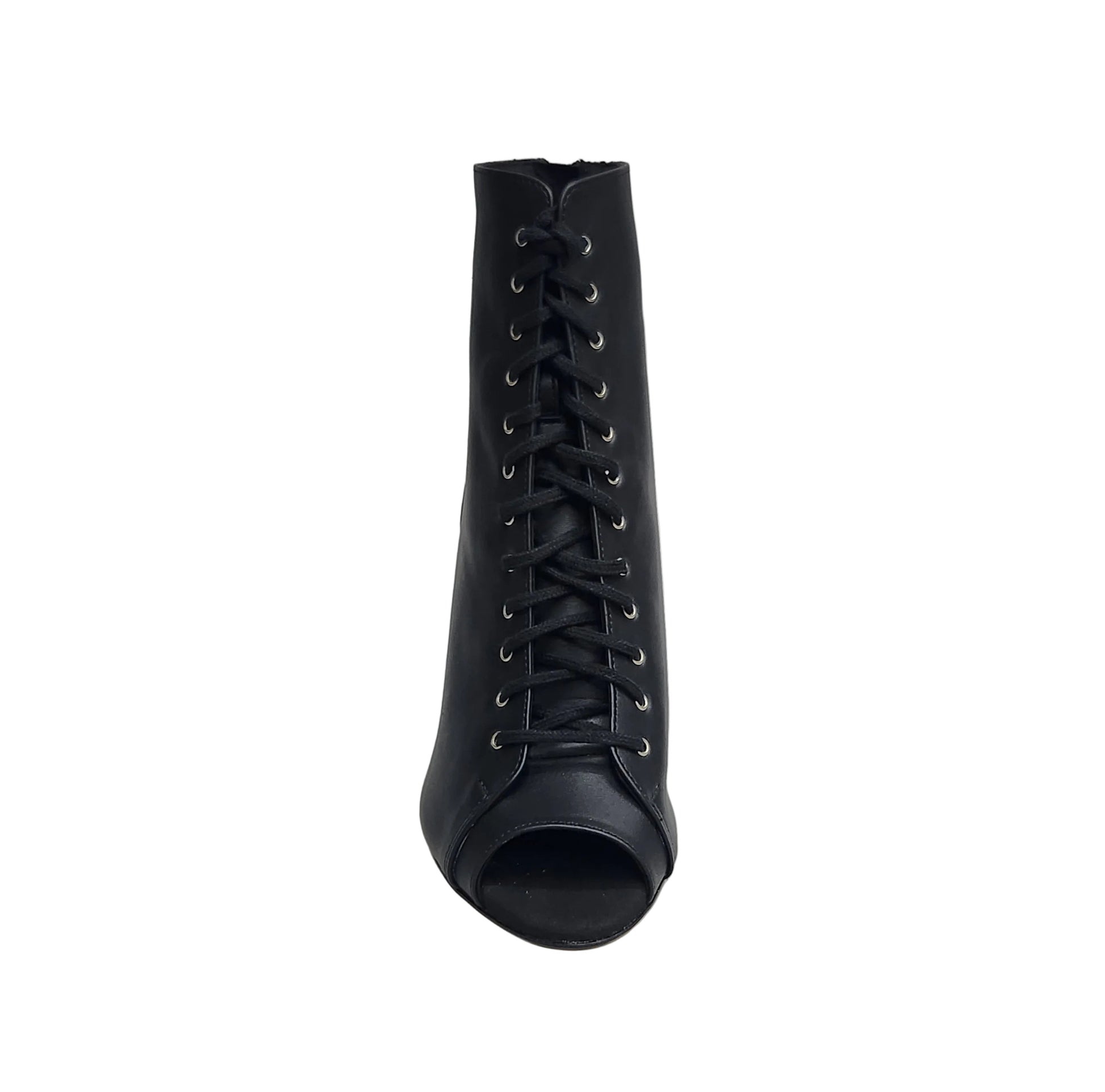 Stivaletto Wish Dance Shop Alexis Black Silver in pelle nera con zip, tacco squadrato in alluminio laminato argento.