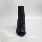 Carica immagine nella Galleria, ALEXIS Black Silver (Art. 132) - Mezzo Stivaletto con Zip in Pelle Nera Tacco a Stiletto Squadrato Sottile in Alluminio Laminato Argento
