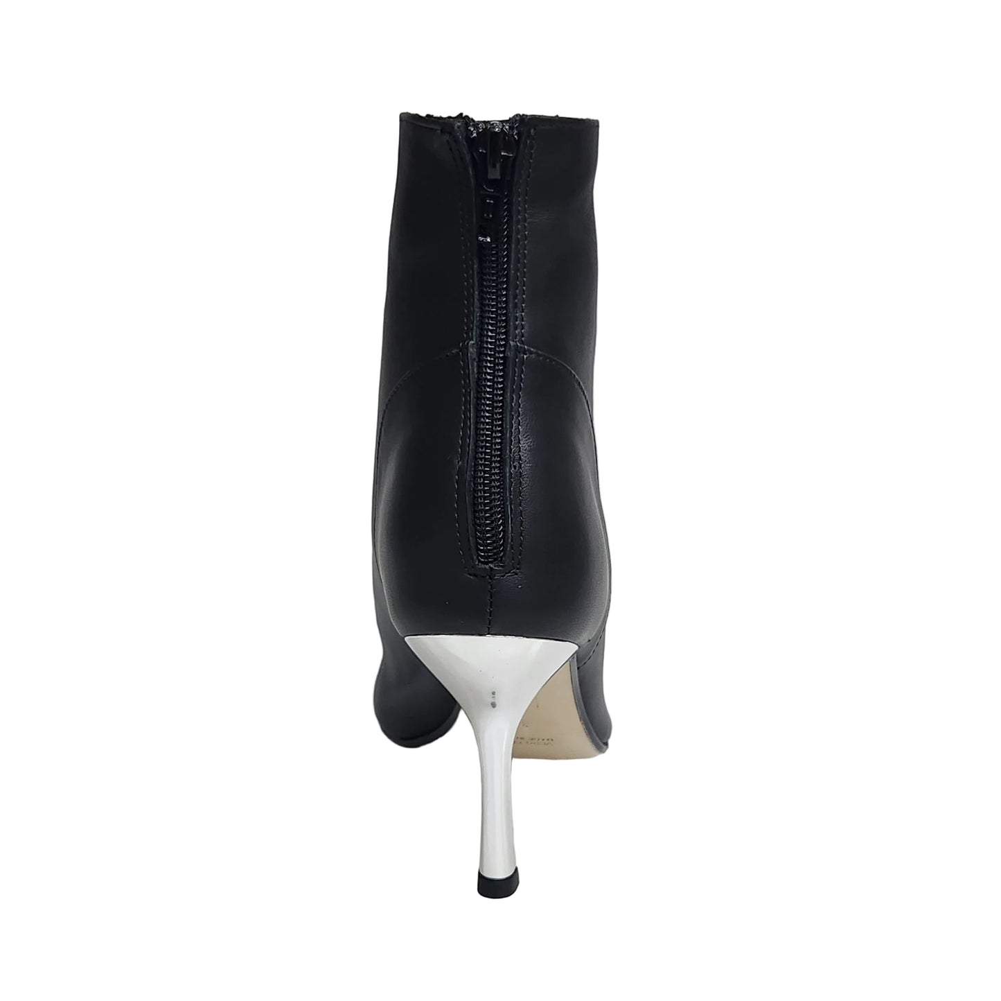 Stivaletto Wish Dance Shop Alexis Black Silver con zip in pelle nera, tacco stiletto squadrato in alluminio laminato argento