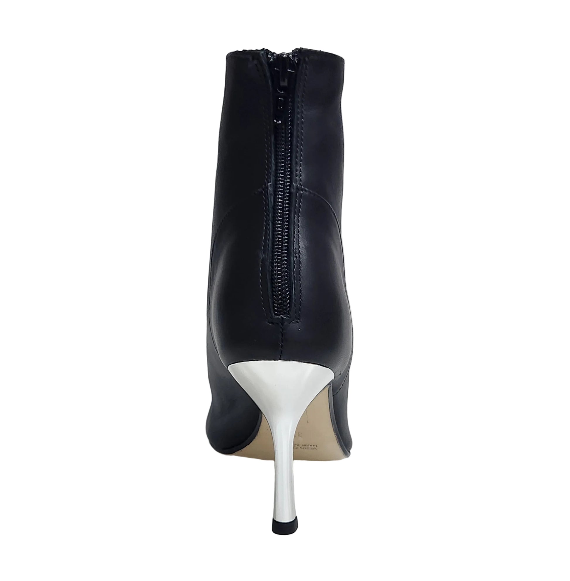 Stivaletto nero e argento Wish Dance Shop Alexis Black Silver con zip, tacco a stiletto squadrato in alluminio laminato.
