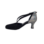 Carica immagine nella Galleria, CUCCARINI ELITE (178PT) - Scarpa da Donna Semichiusa in vero Camoscio Nero e Tessuto Boreale Silver
