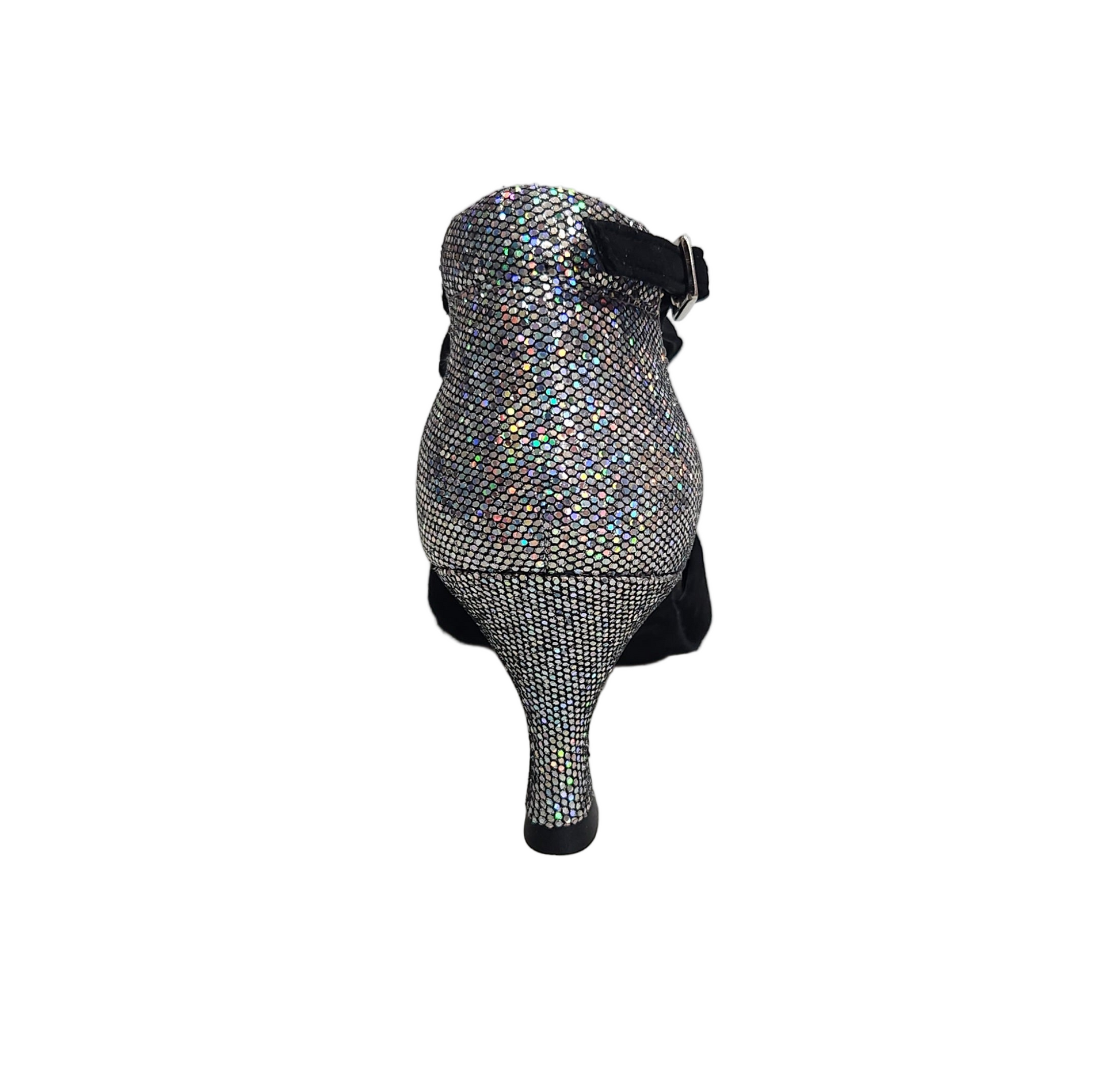 Scarpa da donna Wish Dance Shop CUCCARINI ELITE 178PT in camoscio nero e tessuto boreale argento, semichiusa elegante.
