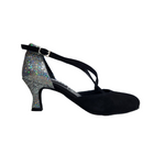 Carica immagine nella Galleria, CUCCARINI ELITE (178PT) - Scarpa da Donna Semichiusa in vero Camoscio Nero e Tessuto Boreale Silver
