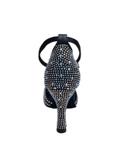 Load image into Gallery viewer, Luly Dreams Black (L3CE) - Scarpa da Ballo da Donna in Raso Nero cinturino incrociato alla Caviglia con Strass Boreali Tacco a Rocchetto