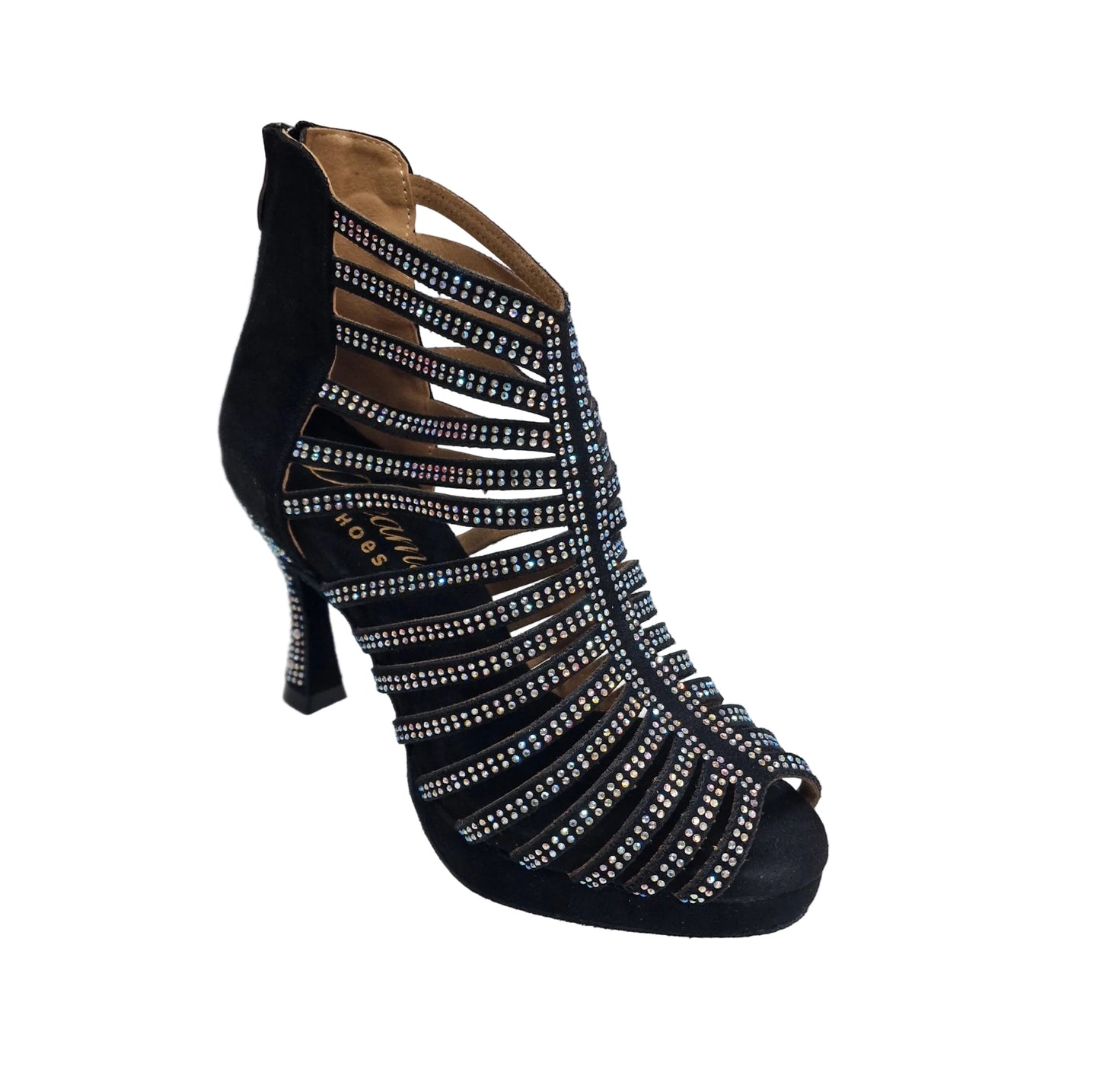 Sandalo a tronchetto donna KARINA Dreams in simil camoscio con strass, plateau flessibile e tacco a rocchetto, stile elegante e comodo