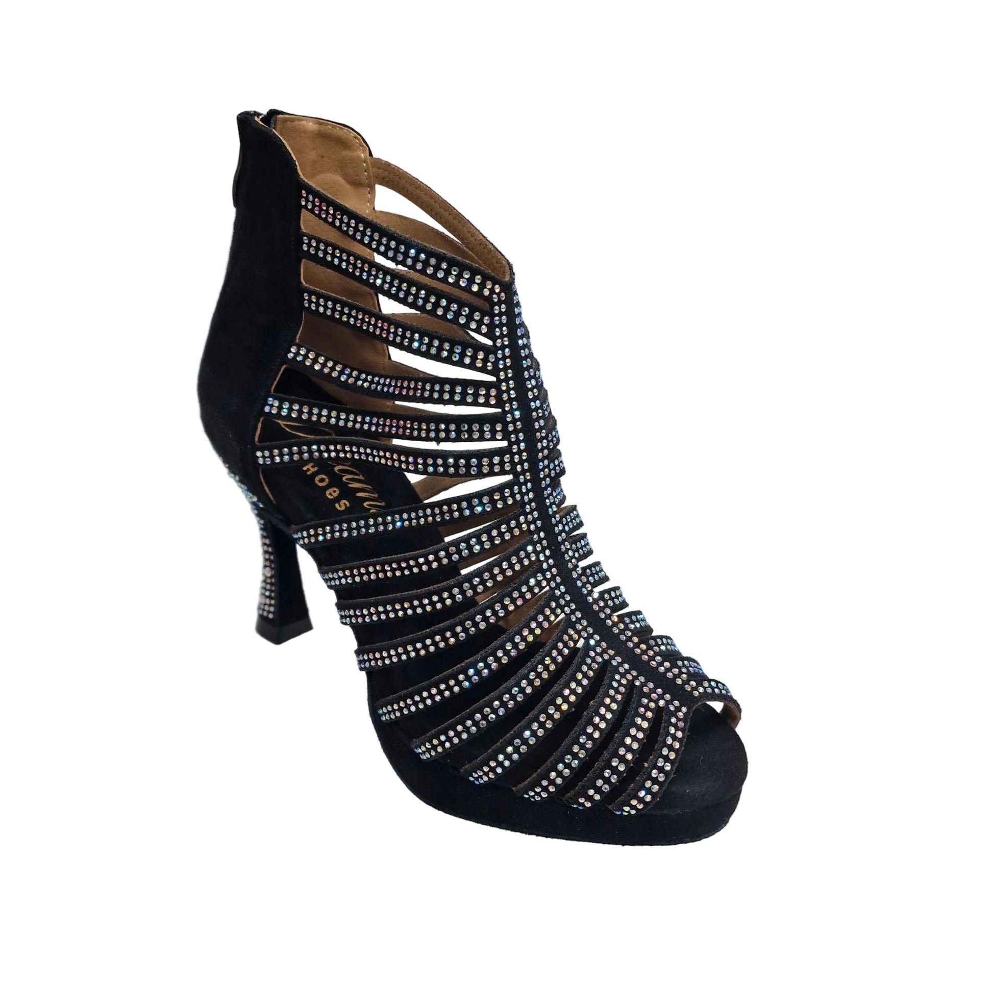 Sandalo a tronchetto donna KARINA Dreams in simil camoscio con strass, plateau flessibile e tacco a rocchetto, stile elegante e comodo
